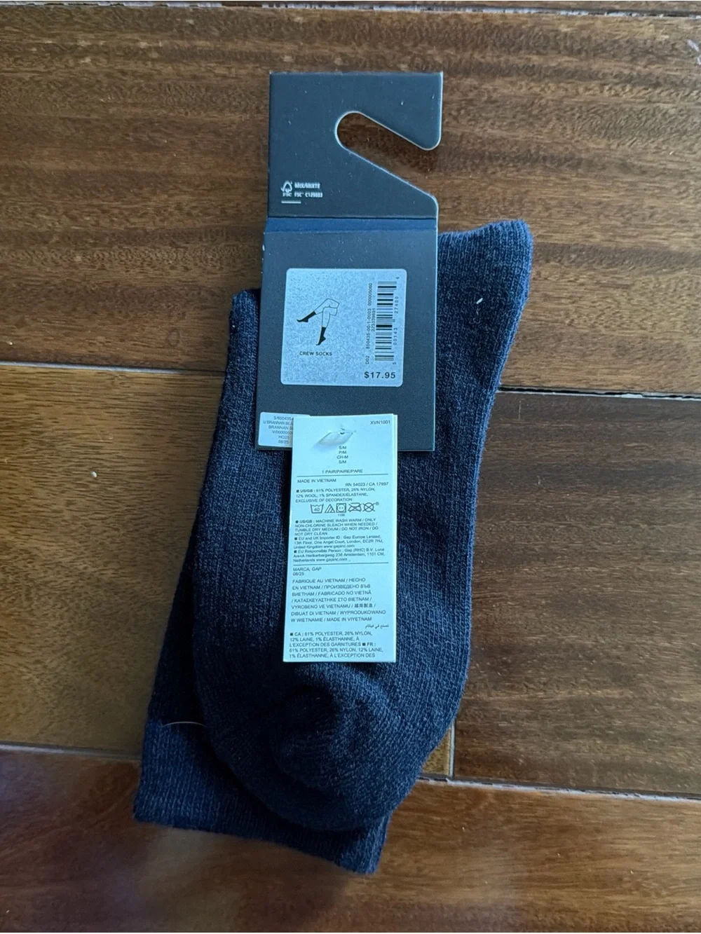 GAP Black Crew Socks with Embroidered Bear in Red Cap